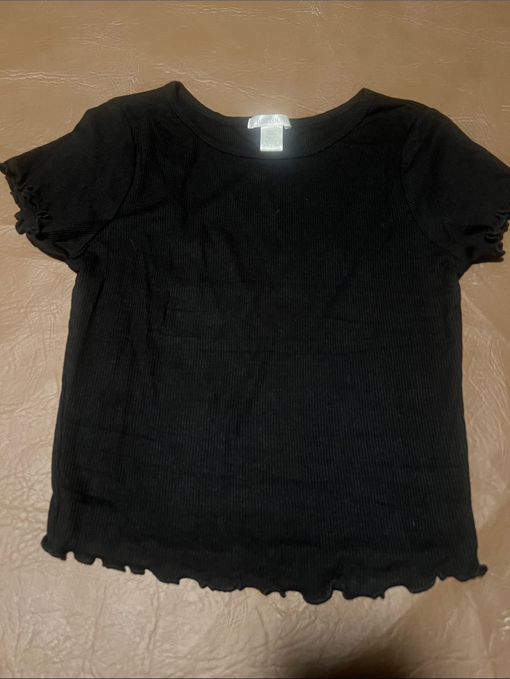 Black Ribbed Short Sleeve Top - womens